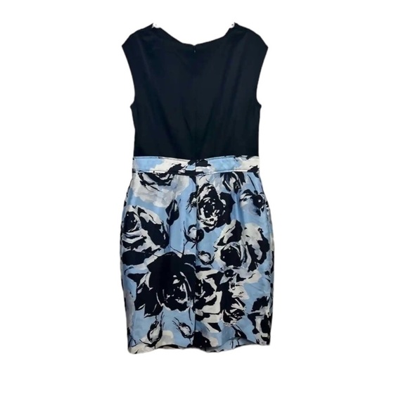 ST. JOHN Mikado Rose Blossom Floral Knee Length Shift Dress in Black/Blue Size 2 - Picture 3 of 7